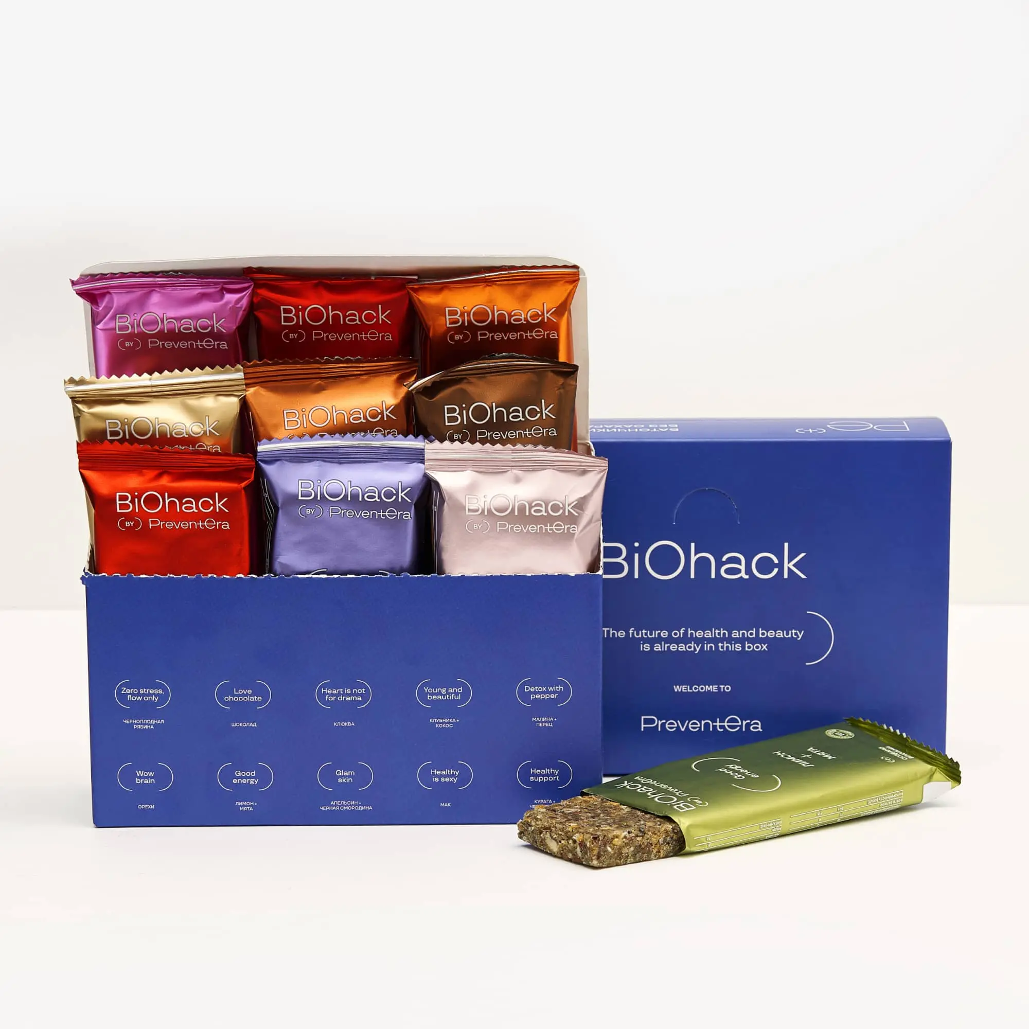 box BioHack™ (10 шт) от PreventEra — набор батончиков, фото 2